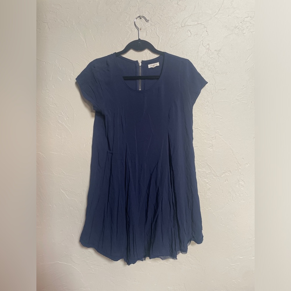 Silence + Noise Navy Blue Babydoll Dress